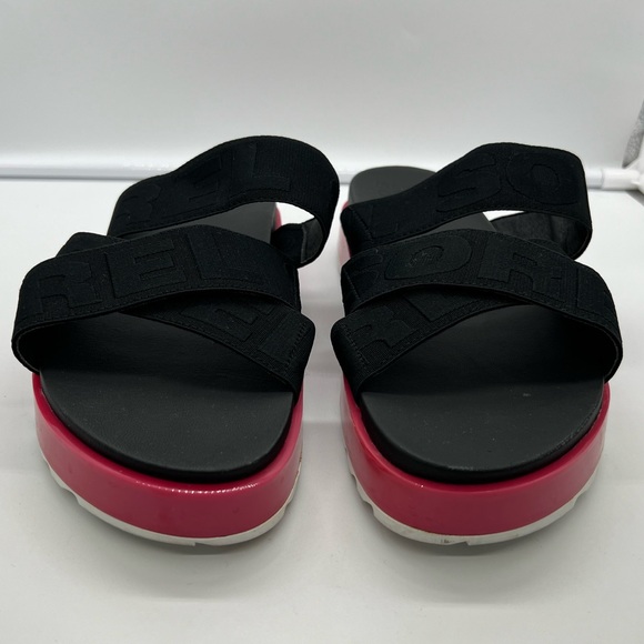 SOREL Roam Black Pink White Sport Slide Flatform Sandals sz 9 - Picture 7 of 11